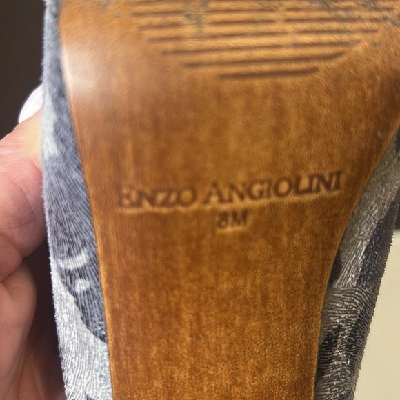 Enzo Angiolini Grey and Black Animal Print Slingback Platform 5” Heels Size 8 - Picture 13 of 16